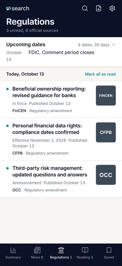 Regulations, source by source
